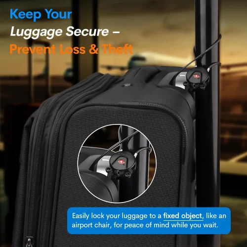 Vista 3 de Forge Cerraduras de equipaje aprobadas por la TSA, cerradura de viaje con llave de hoyuelo ultra segura, cerraduras de cable extralargas de 15