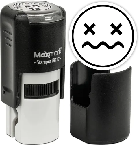 Vista 96 de MaxMark Sello de Emoji Autoentintado Redondo - Enojada - Tinta Negra