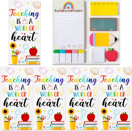 Vista 26 de Xqumoi Juego de 2 notas adhesivas Teaching is A Work of Heart, lápiz de pizarra, Apple, blocs de notas autoadhesivas para el profesor, escritura
