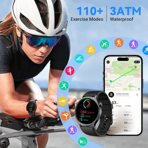 Vista 6 de Fitpolo Reloj inteligente para hombres y mujeres, pantalla táctil AMOLED de 1.3 pulgadas, rastreador de fitness, hacer/responder llamadas, monitor