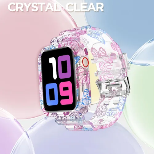 Vista 154 de DABAOZA - Correa transparente compatible con Apple Watch con estuche protector, correa deportiva de TPU con brillo para mujeres y hombres