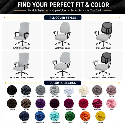 Vista 9 de Fundas elásticas resistentes al agua para sillas de computadora - Protectores lavables para respaldo giratorio y asiento para mascotas - Negro
