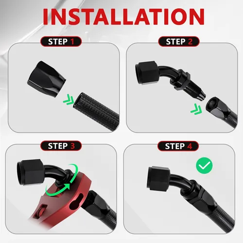 Vista 6 de Kit de línea de combustible 6AN de nailon trenzado CPE de 10 pies con accesorios de extremo de manguera AN6, negro