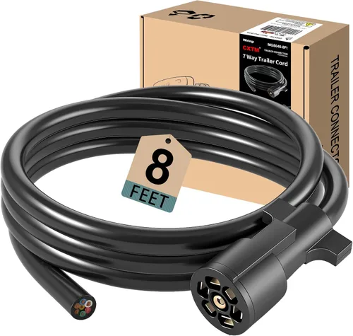 Vista 10 de Cable de remolque de 7 vías, cable de enganche de 4 pies de alta resistencia con 7 vías, cableado de enchufe de remolque en línea, arnés de cable