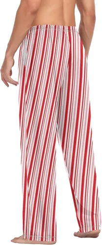 Vista 6 de Aslsiy Pantalones de pijama navideños para hombre de Candy Cane