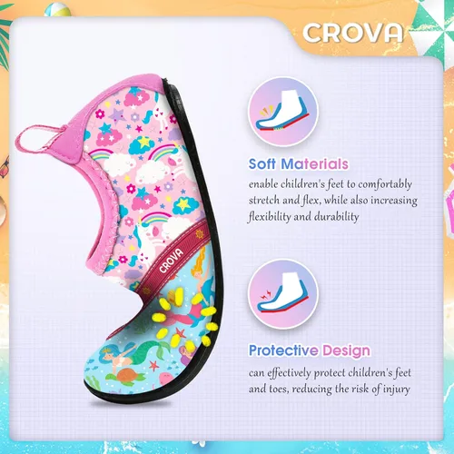 Vista 4 de CROVA Zapatos de agua para niños pequeños, calcetines acuáticos de secado rápido, antideslizantes, zapatos deportivos para niños y niñas pequeños