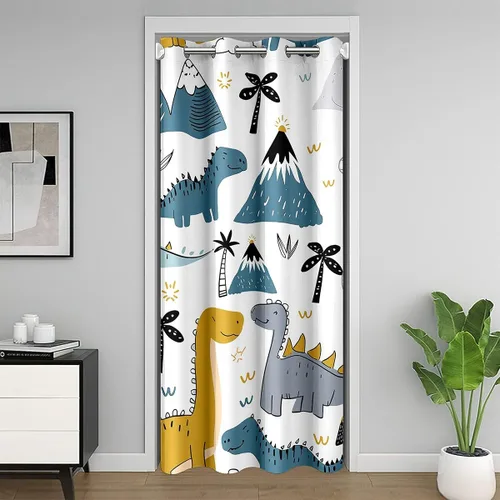Vista 24 de Erosebridal Cortina opaca para puerta de zorro para niños, bonito diseño de oso bosque, ciervo, para niños y niñas, búho de dibujos animados