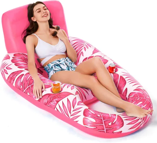 Vista 9 de Jasonwell Inflatable Pool Float Adult - Pool Floaties Lounger Floats Raft Floating Chair Water Floaties for Swimming Pool Lake Lounge Float with Cup