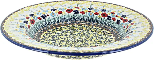Vista 9 de Cerámica polaca de rosa azul – Plato de sopa azul violeta – 9.25 pulgadas de diámetro – Gran cuenco para sopas, ensaladas y pastas