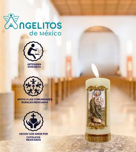 Vista 2 de Pequeño San Judas Tadeo Vela Judas El Apóstol Problemas de Dinero Oración Cirio Vela de San Juditas