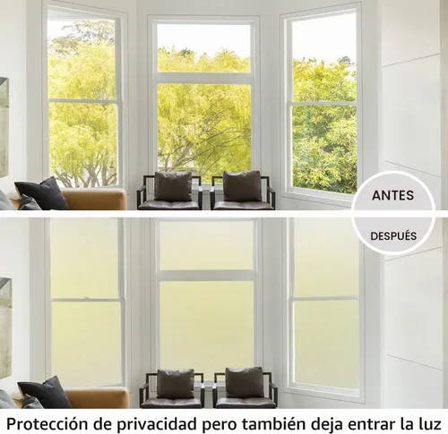 Vista 3 de HIDBEA Película Esmerilada de Privacidad para Ventanas, Control de Calor, Bloqueo UV, Adherencia Estática, No Adhesiva, Reutilizable, Cubiertas