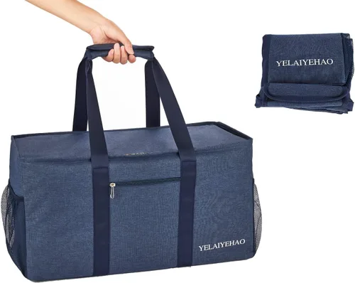 Vista 2 de YELAIYEHAO 2 bolsas de mano grandes para uso general, bolsa de asas plegable plegable