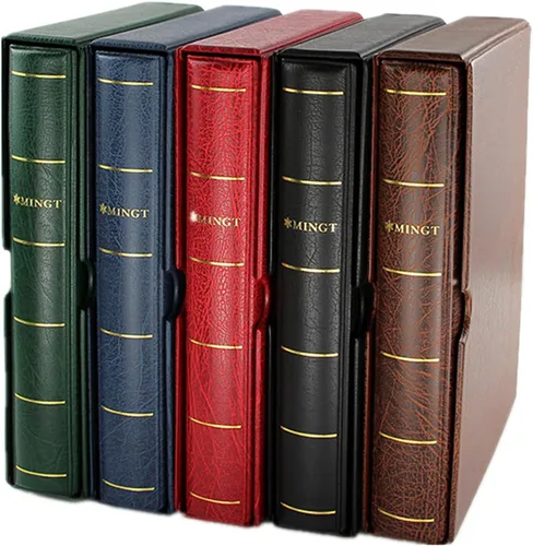 Vista 6 de MUDOR - Carpeta de sellos con funda, álbumes de colección de sellos vacíos, color rojo