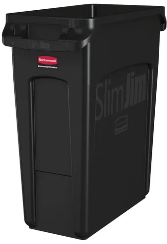 Vista 9 de Rubbermaid Commercial Products - Basurero de reciclaje, diseño rectangular con canales de ventilación, modelo Slim Jim, Beige