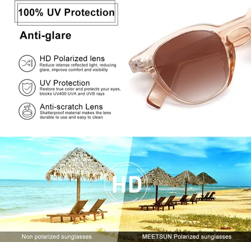 Vista 7 de MEETSUN Vintage Round Polarized Sunglasses for Women Classic Small Retro Shades UV400 Protection