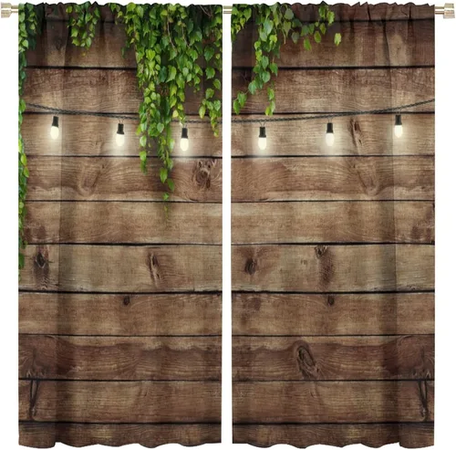 Vista 16 de Cortinas opacas para pared de ladrillo, rústicas, para pared de ladrillo, naranja y rojo, impresión artística para sala de estar, dormitorio