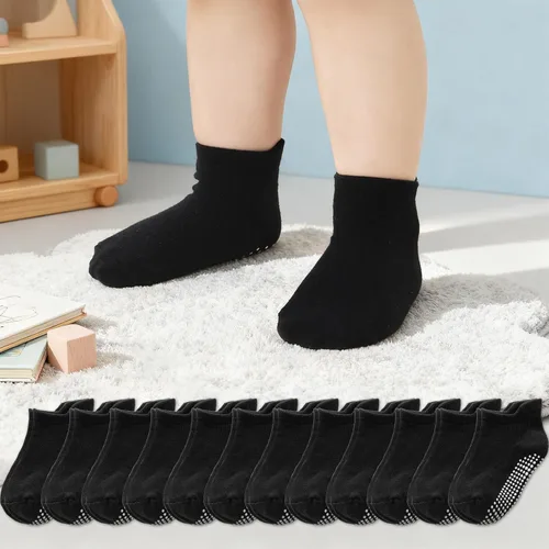 Vista 15 de Calcetines tobilleros antideslizantes para bebé, paquete de 12 para niños y niñas, calcetines de algodón para bebés Animal1