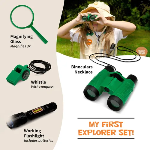 Vista 4 de Born Toys Disfraz de explorador para niños de 3 a 7 años, disfraz de guardián del zoológico para niños, disfraz de safari para niños pequeños, juego