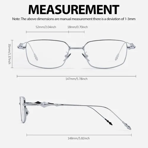 Vista 4 de IGnaef Gafas cuadradas de bloqueo de luz azul para mujer, lentes rectangulares de moda con marco de metal BL1304