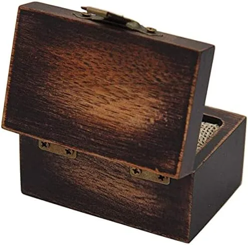Vista 5 de DSHOM Caja de madera rústica del anillo de compromiso, caja del anillo de madera sólida para el almacenamiento del anillo de boda de la propuesta