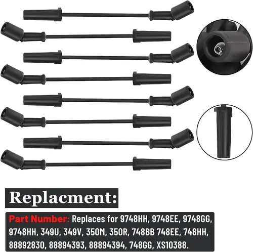 Vista 2 de Juego de cables de bujía 41-962 y cables de bujía 9748HH compatible con motores Chevy 5.3 LS2 LS3 LS4 LS7 - para Escalade Chevrolet Silverado