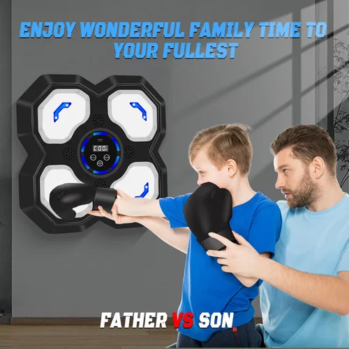 Vista 8 de Máquina de Boxeo Musical para Niños y Adolescentes Adultos, Equipo de Entrenamiento con Guantes, Máquina de Entrenamiento Musical de Boxeo Montada