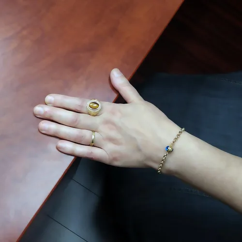 Vista 4 de Anillo masónico de oro amarillo de 14 quilates con cabujón de ojo de tigre