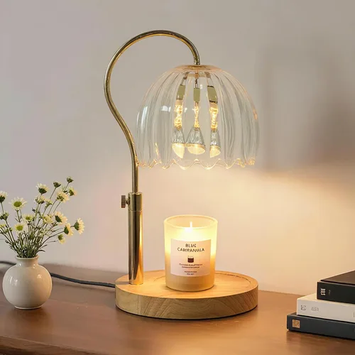 Vista 7 de Lámpara calentadora de velas TUOTGOYEZ con temporizador y regulador, lámpara calentadora de velas eléctrica con 2 bombillas para velas perfumadas