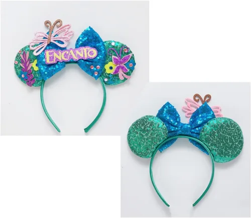 Vista 5 de Diademas con orejas de ratón para niñas, accesorios de disfraz de Halloween, decoración de princesa para Encanto, cosplay