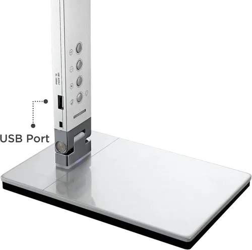 Vista 5 de 360 Lighting Jett - Lámpara de mesa moderna de escritorio de 16 1/2 pulgadas de alto con puerto de carga USB y luz nocturna LED de aluminio plateado