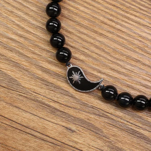 Vista 5 de COAI Yin Yang - Pulseras de piedra para parejas con diseño de My Sun and Stars Moon of My Life, Piedra, Ónix mate y howlita