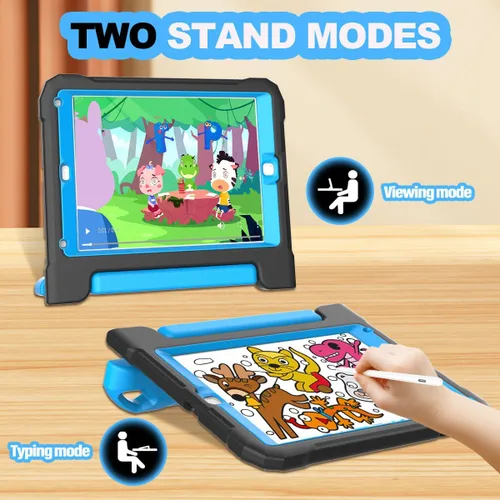 Vista 3 de YIHE - Funda infantil para iPad de 9.7 pulgadas con protector de pantalla, mango a prueba de golpes, funda convertible con soporte para iPad 9.7
