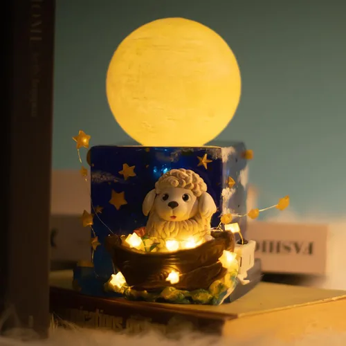 Vista 5 de Lámpara de resina de silicona molde cubo soporte de bombilla con enchufe de luz 4.5 pulgadas de alto