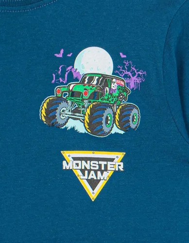 Vista 8 de Monster Jam Paquete de 2 camisetas de manga larga para niños pequeños a grandes Grave Digger El Toro Loco Megalodon Salvia esmerilada / azul carbón