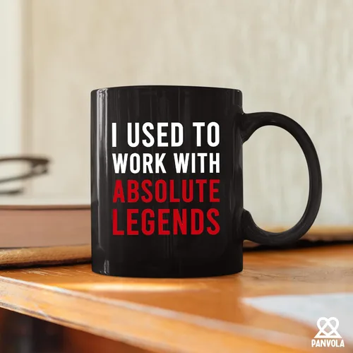 Vista 5 de Panvola Taza de café de cerámica con texto en inglés "I Used To Work With Absolute Legend Coworker Gifts Retirement New Job Goodbye Retired Negro