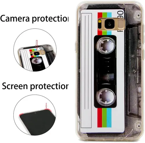 Vista 2 de FAteamll Funda para Galaxy S8 acabado mate con TPU suave parachoques retro cassette cinta caso compatible con Samsung Galaxy S8