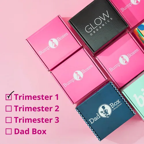 Vista 7 de Bump Boxes Regalos de embarazo para el primer trimestre para futuras mamás con botella de agua, diario, loción y tarjetas de hitos, regalo