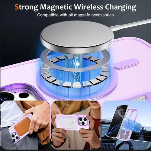 Vista 22 de Anuck - Funda magnética para iPhone 11 compatible con MagSafe, carcasa trasera mate translúcida dura, borde de TPU, delgada, resistente a impactos