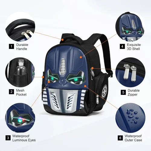 Vista 2 de Dilunar Mochila infantil para la escuela, niños y niñas Bolsa de jardín de infantes para niños pequeños, Azul, Fresco