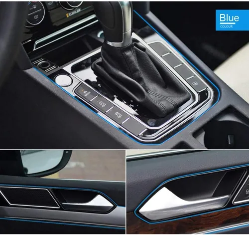 Vista 2 de Tira de moldeo interior de automóvil de 16 pies 3D DIY para decoración exterior de automóvil, decoración de línea, accesorios de salpicadero con Azul