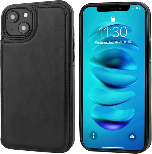 Vista 3 de ONETOP - Funda tipo cartera compatible con iPhone 14 Plus con soporte para tarjetas, funda de piel sintética con soporte y ranuras para tarjetas