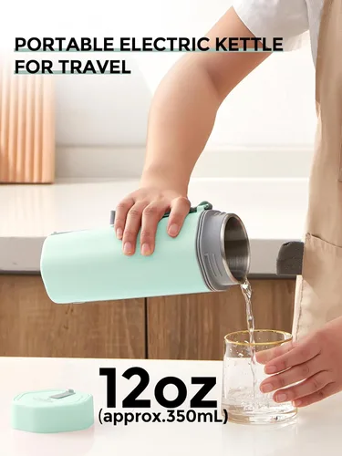Vista 7 de balbali Hervidor eléctrico de viaje, pequeño, portátil, hervidor eléctrico para agua hirviendo, hervidor de té de viaje, caldera de agua portátil