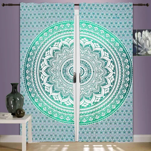 Vista 18 de Cortinas de ventana de mandala hippie indio, gitano, bohemio, sol, luna, hermosas cortinas para dormitorio, sala de estar, balcón, cenefa