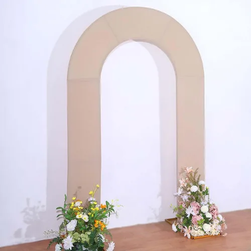 Vista 13 de Efavormart - Funda de arco abierto de elastano beige de 7 pies, doble cara, ajuste cómodo, en forma de U, para bodas escandalosas y decoración