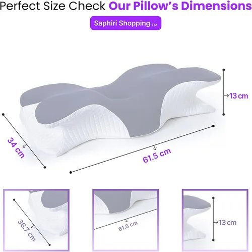 Vista 2 de Almohada cervical – Almohada ortopédica de espuma viscoelástica para personas que duermen de lado y boca abajo con funda de almohada lavable