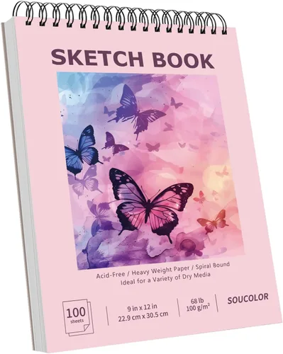 Vista 13 de Soucolor Suministros Escolares Cuaderno de bocetos de 9 x 12 pulgadas para profesor y estudiante de secundaria, paquete de 1 cuaderno de bocetos