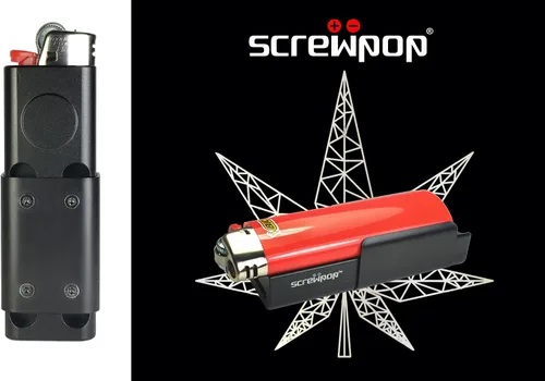Vista 5 de Screwpop Hit Kit - Soporte compacto estándar para encendedor BIC y almacenamiento personal de aluminio anodizado de grado espacial negro