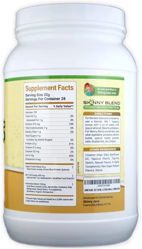Vista 5 de Skinny Jane Skinny Blend Batido de proteínas a base de plantas de mejor sabor Polvo vegano Bajo en carbohidratos apto para dieta cetogénica