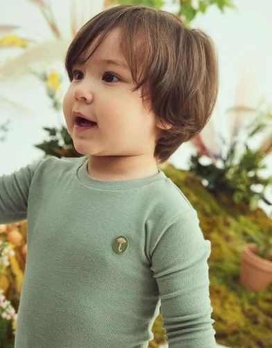 Vista 2 de moimoln Pijama de algodón suave y liso de manga larga para bebés y niños, 6 meses a 5 años