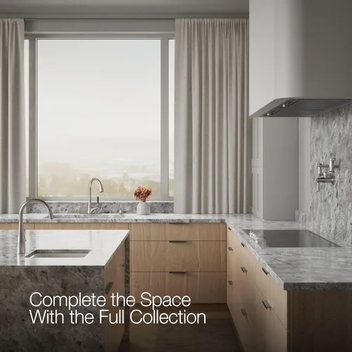 Vista 13 de Kohler K-R562-SD-VS Llave para cocina, funciona hacia abajo. Viene con despachador de jabón o loción. Hecha de inoxidable brilloso